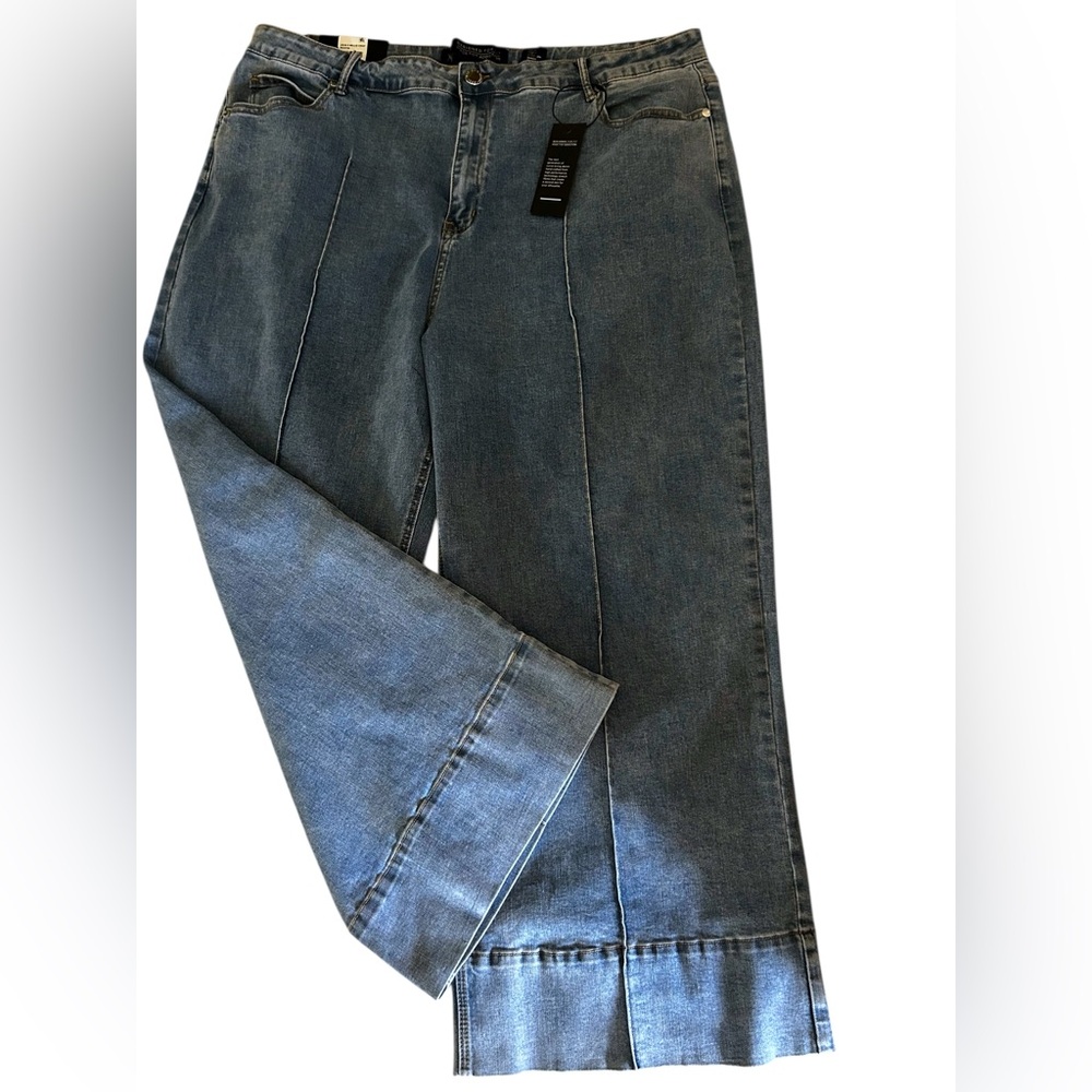 CHIC DENIM Wide-Leg Jeans Pinched Seam Wide Hem Plus Size 24